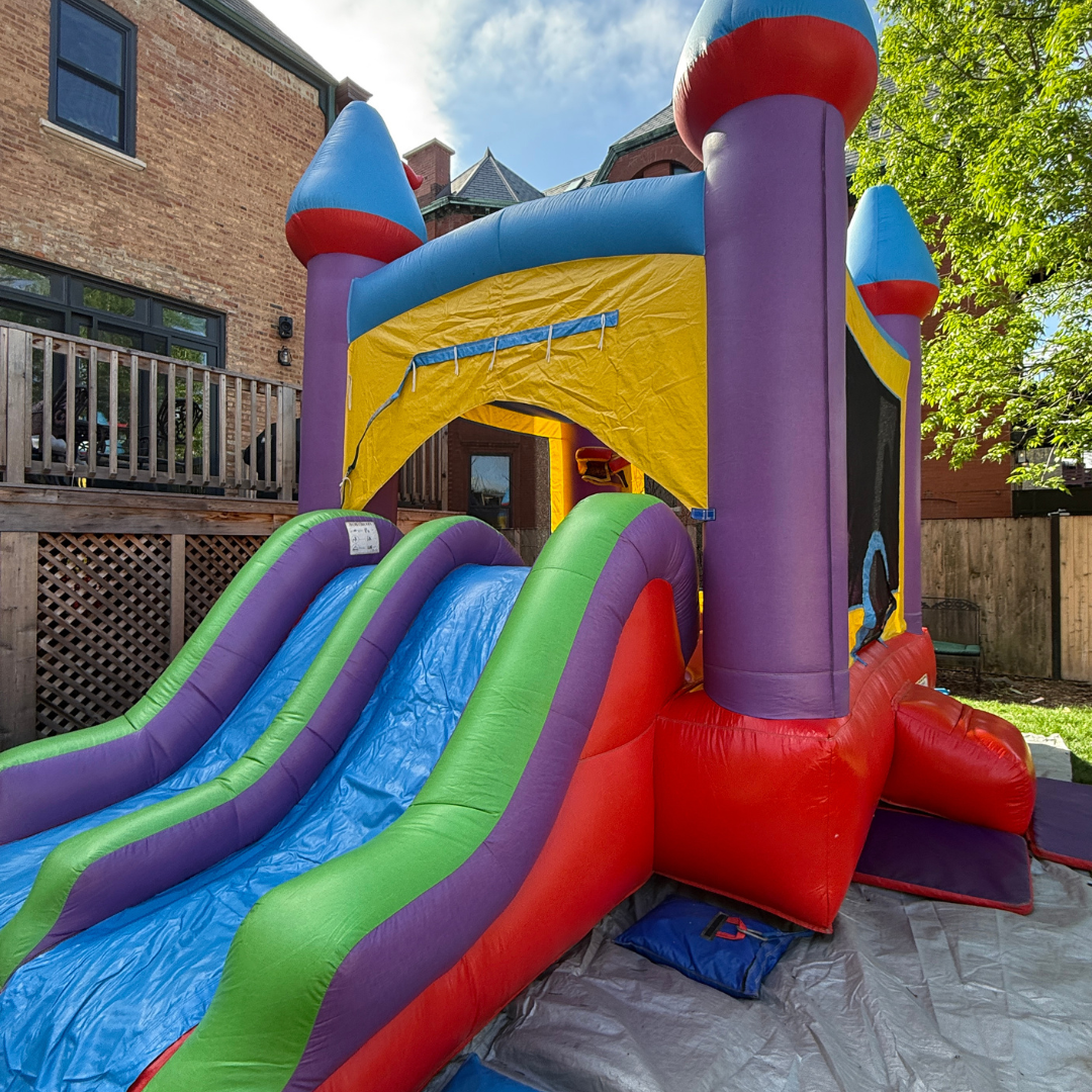 Jelly Bean Bounce N Slide combo unit for Chicago backyard parties.