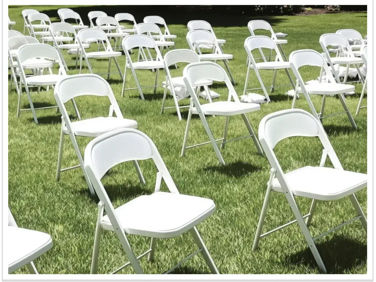 Folding chairs for a Chicago backyard birthday party rental.